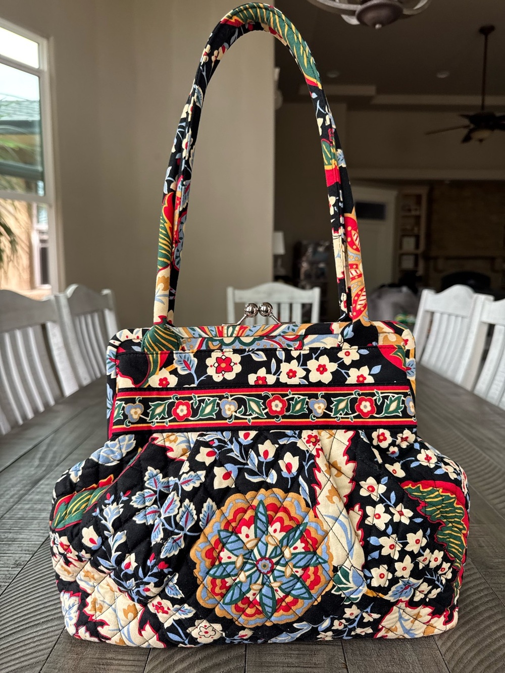 Vera Bradley Versailles Print Alice Quilted Floral Shoulder Bag (Retired)